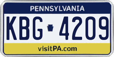 PA license plate KBG4209
