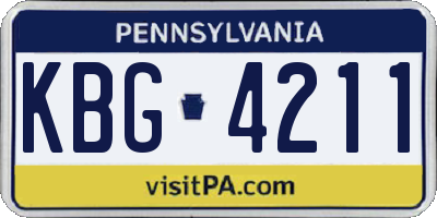 PA license plate KBG4211
