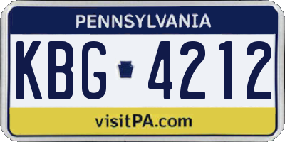 PA license plate KBG4212