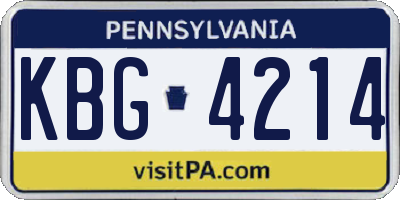PA license plate KBG4214