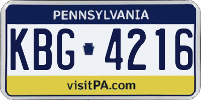 PA license plate KBG4216