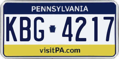 PA license plate KBG4217