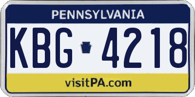 PA license plate KBG4218