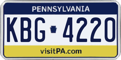 PA license plate KBG4220