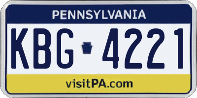 PA license plate KBG4221