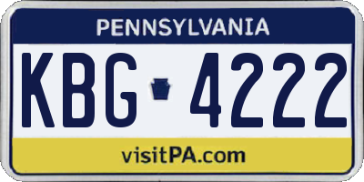 PA license plate KBG4222
