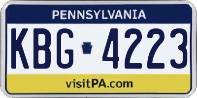PA license plate KBG4223