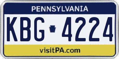 PA license plate KBG4224