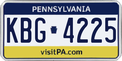 PA license plate KBG4225