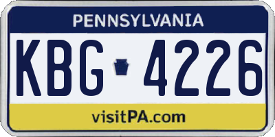 PA license plate KBG4226