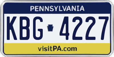 PA license plate KBG4227