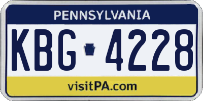 PA license plate KBG4228