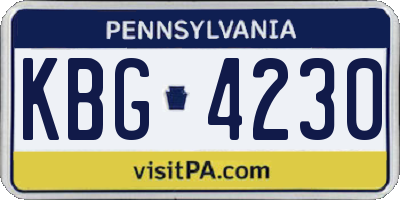 PA license plate KBG4230