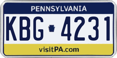 PA license plate KBG4231