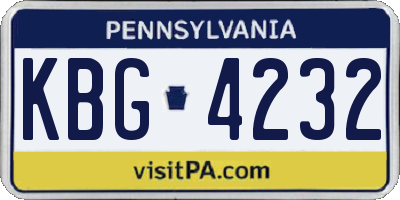 PA license plate KBG4232