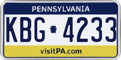 PA license plate KBG4233