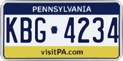 PA license plate KBG4234