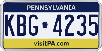 PA license plate KBG4235