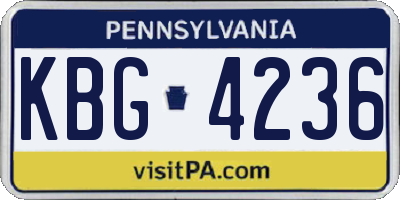 PA license plate KBG4236