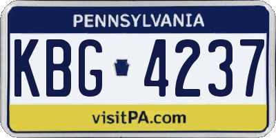 PA license plate KBG4237