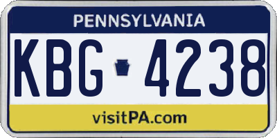 PA license plate KBG4238
