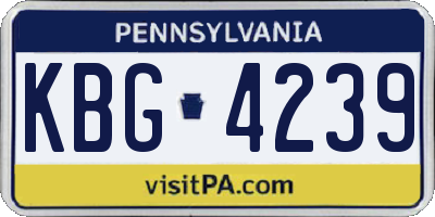 PA license plate KBG4239