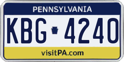 PA license plate KBG4240