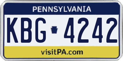 PA license plate KBG4242