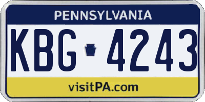 PA license plate KBG4243