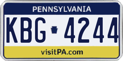 PA license plate KBG4244