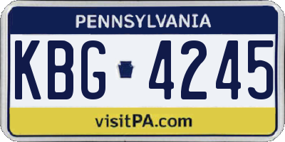 PA license plate KBG4245