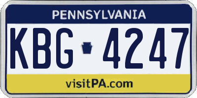 PA license plate KBG4247