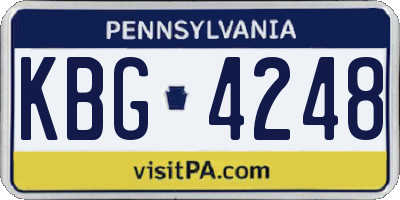 PA license plate KBG4248
