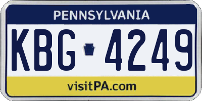 PA license plate KBG4249