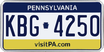 PA license plate KBG4250