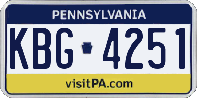 PA license plate KBG4251