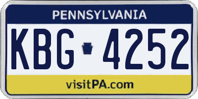 PA license plate KBG4252