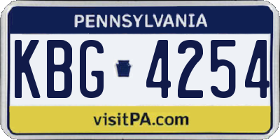 PA license plate KBG4254