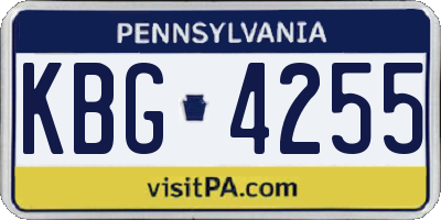 PA license plate KBG4255