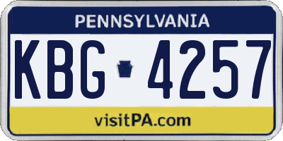 PA license plate KBG4257