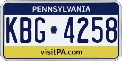 PA license plate KBG4258