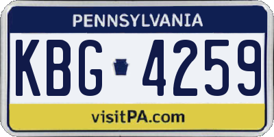 PA license plate KBG4259