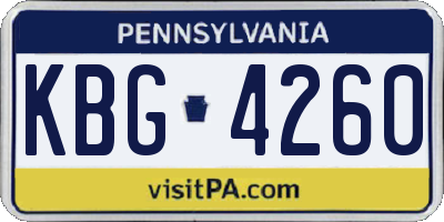 PA license plate KBG4260