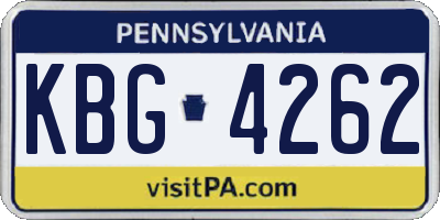 PA license plate KBG4262