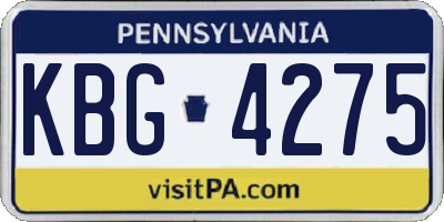 PA license plate KBG4275