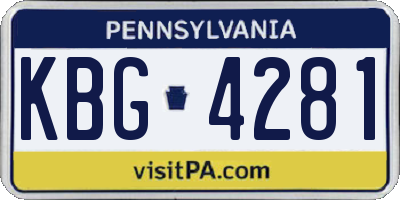PA license plate KBG4281