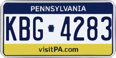 PA license plate KBG4283