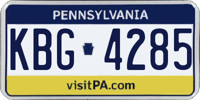 PA license plate KBG4285