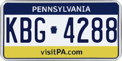 PA license plate KBG4288