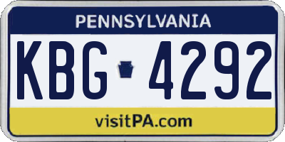 PA license plate KBG4292